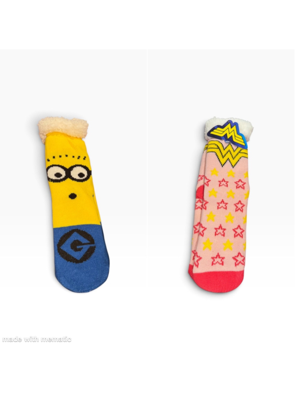 Women's 2 pr Character Sherpa Lined Socks One Size Yellow Pink